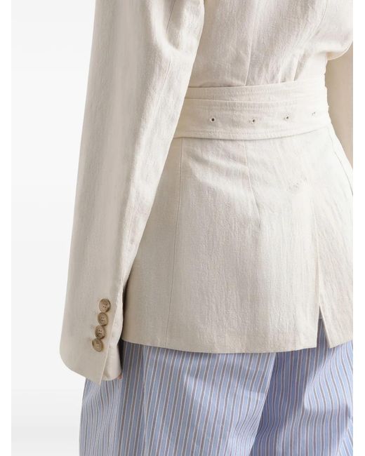 Dolce & Gabbana White Single-Breast Belted Jacket