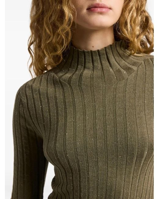 Peserico Green Long-Sleeves Glitter-Detaill Pullover