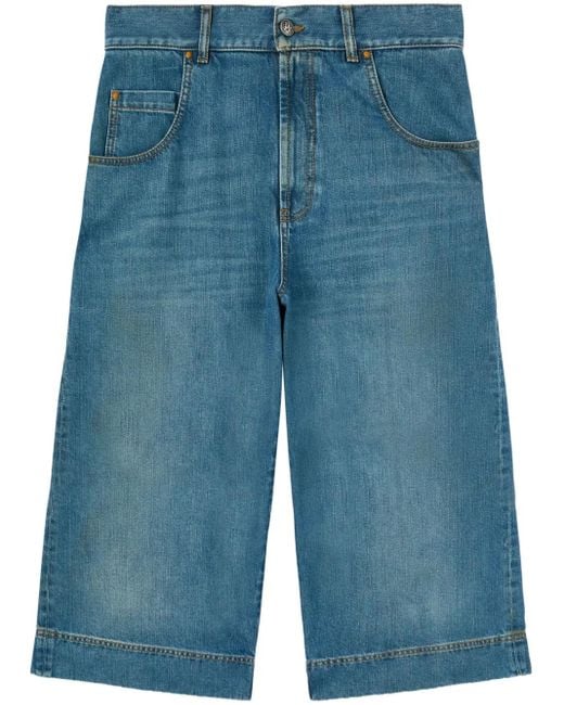 Palm Angels Blue G-Curved Shorts for men