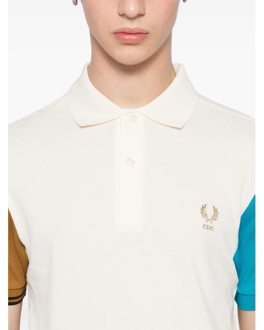Comme des Garçons White X Fred Perry Colour-Block Short-Sleeve Polo Shirt for men