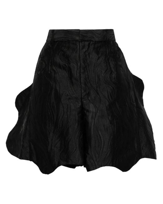 Toga Black Wave-Jacquard Shorts