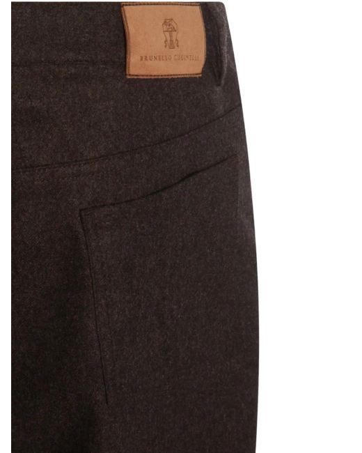 Pantalones con bolsillo bordado Brunello Cucinelli de hombre de color Black