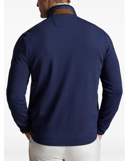 Ralph Lauren Blue Woven-Panel Zip-Up Jacket for men