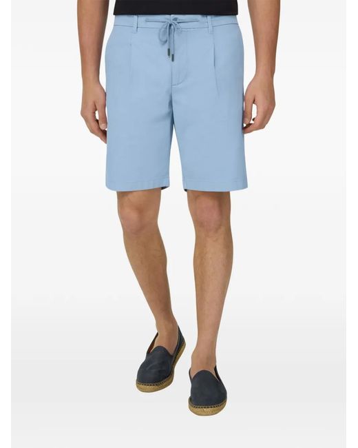 Boggi Blue Stretch Cotton Summer Bermuda Shorts for men