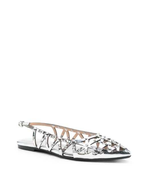 Ash White Mirror Ballet Flats