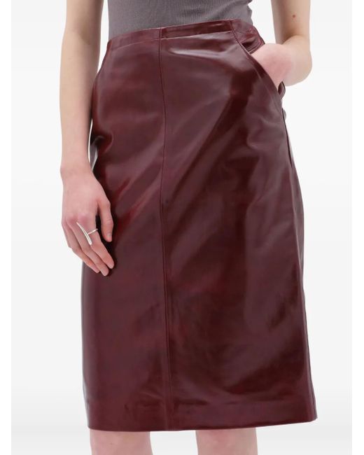 Remain Leren Midi-Rok in het Purple