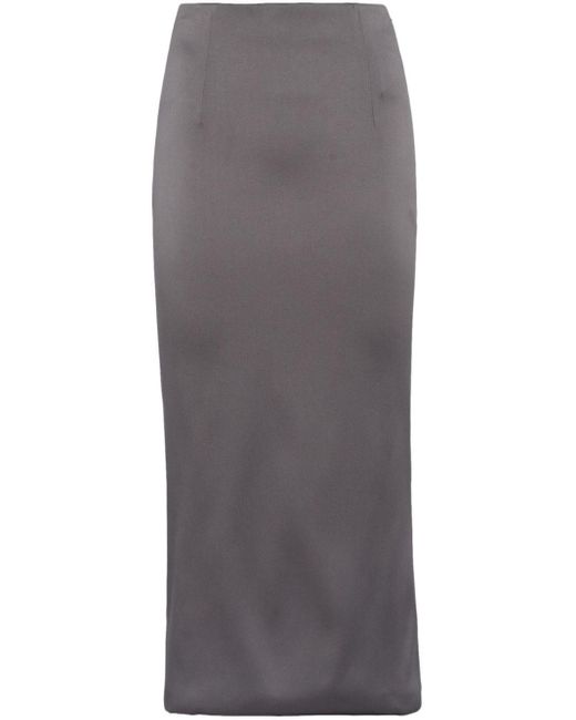 Prada Gray Satin Midi Skirt