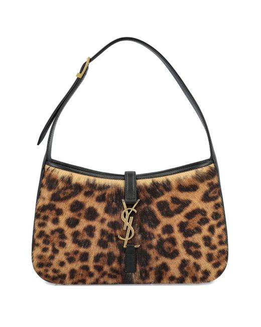 Saint Laurent Le 5 À 7 レオパード ショルダーバッグ Brown