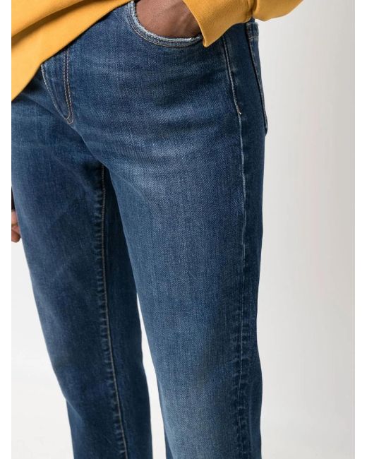 Billionaire Blue Logo-Patch Straight-Cut Jeans for men
