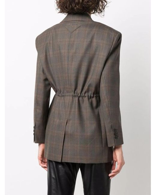 Prada Brown Checked Wool Blazer