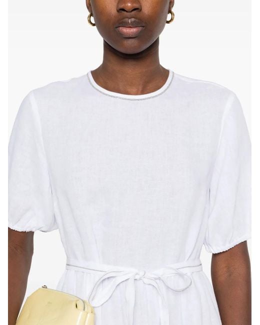 Peserico White Bead-Detail Midi Dress