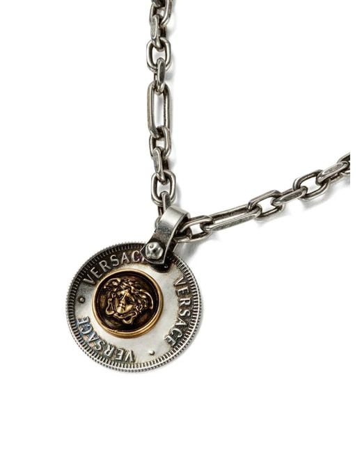 Versace Metallic Logo Tag Necklace