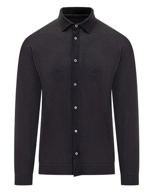 FILIPPO DE LAURENTIIS Blue Buttoned Wool Cardigan for men