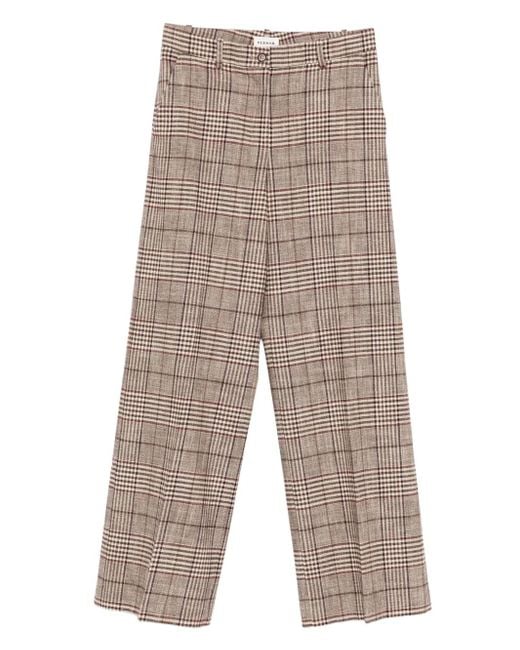 P.A.R.O.S.H. Brown Checked Straight-Leg Trousers