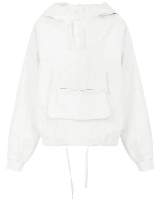 Maison Margiela White Slouchy-Hood Linen Jacket