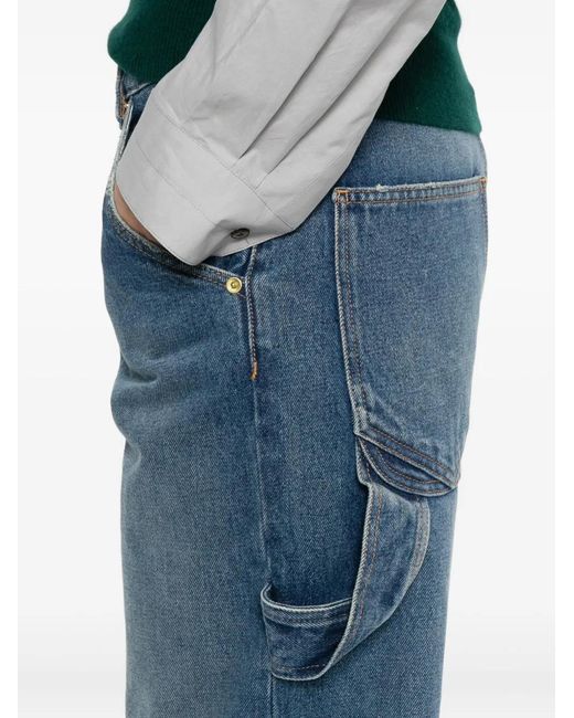 DARKPARK Blue Frayed-Hem Carpenter Jeans