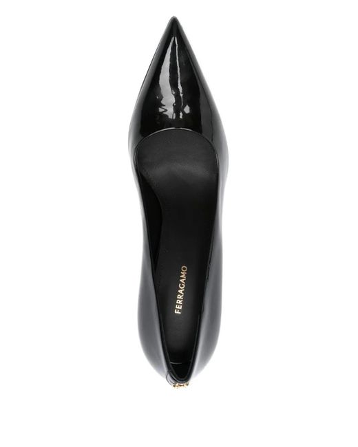 Ferragamo Black Pointed-Toe Pumps