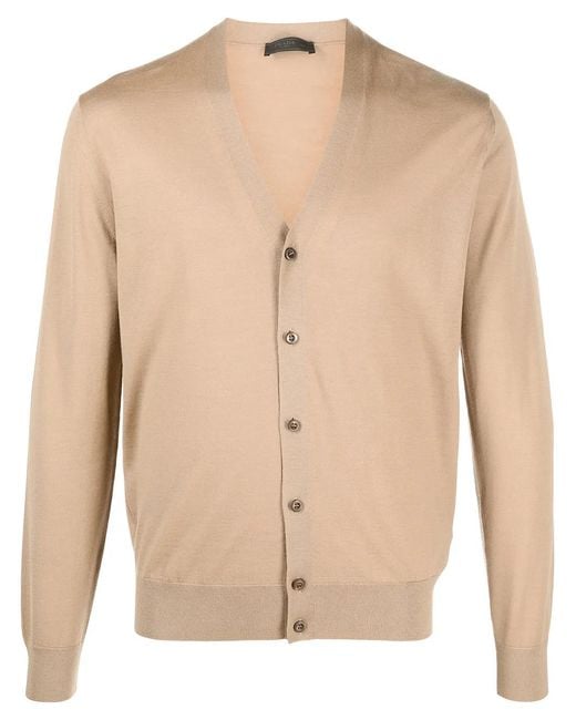 Prada Natural Buttoned Wool Cardigan for men