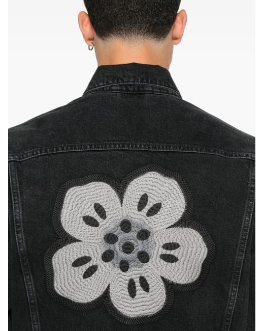 KENZO Black Boke Flower Denim Jacket for men