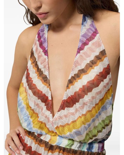 Missoni White Zigzag-Knit Halterneck Playsuit