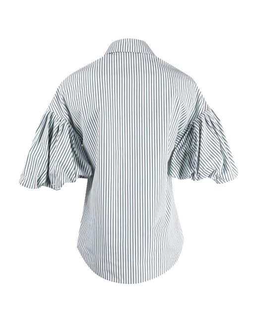 Dice Kayek Blue X Onefifteen Floral-print Puff-sleeve Shirt