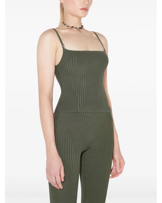 M I S B H V Green Ribbed-Knit Tank Top