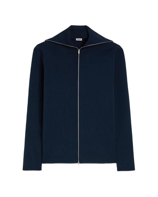 Jil Sander Blue Technical Zip-Up Cardigan