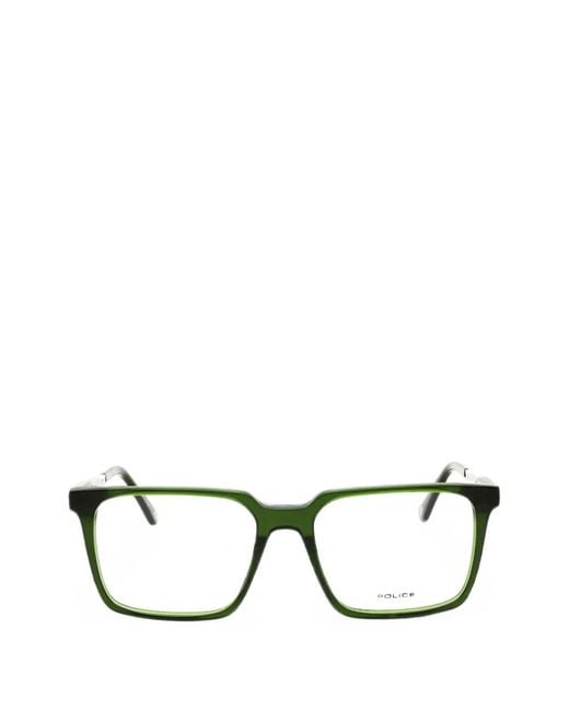 Police Black Rectangle-Frame Glasses for men