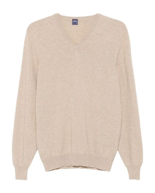 Fedeli Natural V-Neck Sweater for men