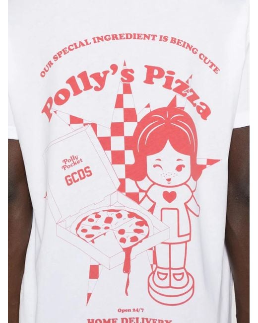 Gcds White X Polly Pocket Pizza T-Shirt for men