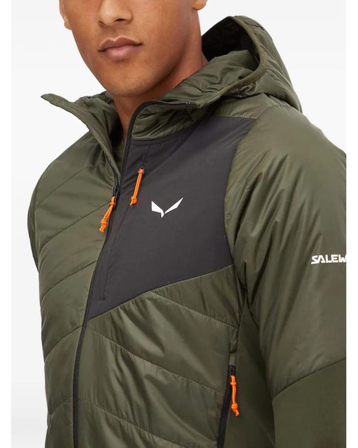 Salewa Green Quilted Hooded Jacket for men