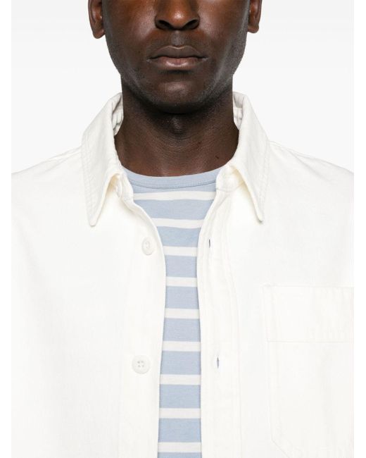 A.P.C. White Surchemise Basile Brodee Poitrine Clothing for men