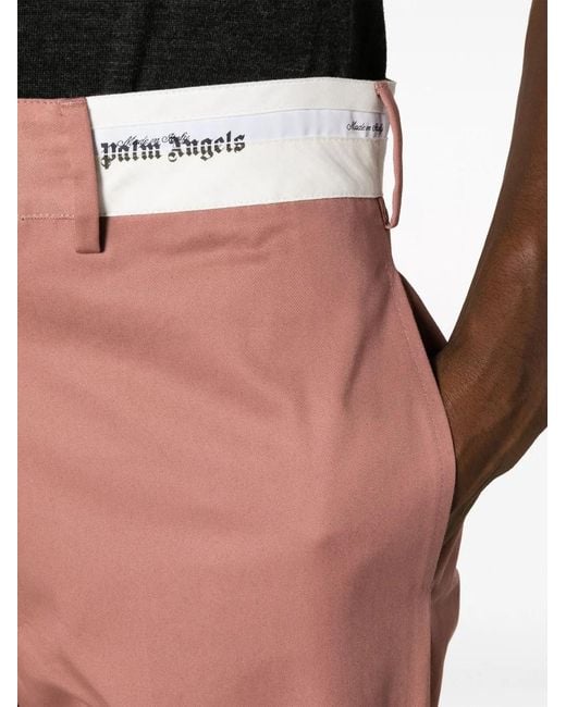 Palm Angels Red Logo-Waist Cotton Trousers for men