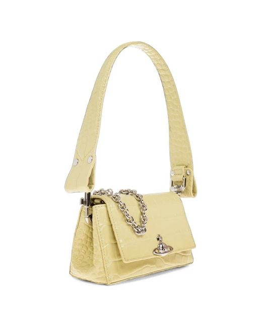 Vivienne Westwood Metallic Small Hazel Croc-Effect Shoulder Bag