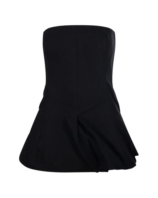 LAMRONS Black Strapless Bubble-Hem Top