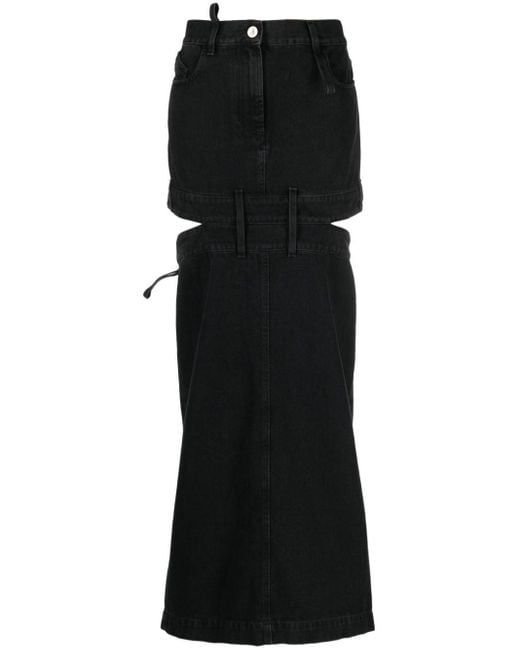 The Attico Black Midi Denim Skirt