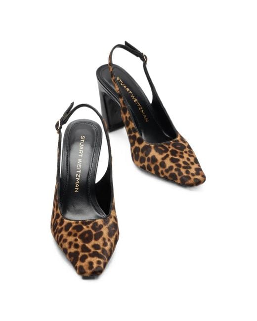 Stuart Weitzman Brown Stassi Leopard-Print Slingback Pumps