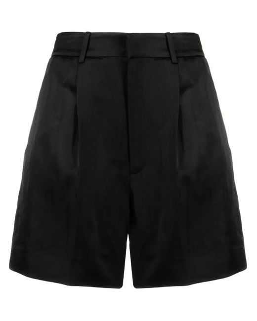 Ralph Lauren Black Logo-Embroidered Satin Shorts
