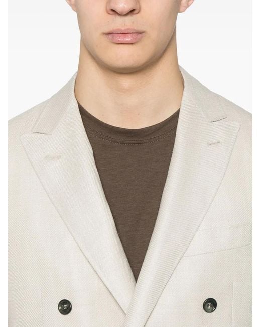 Canali White Double-Breasted Blazer for men