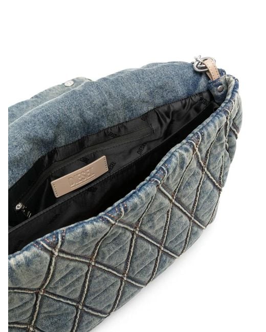 DIESEL Gray Large Charm-D Shoulder Bag