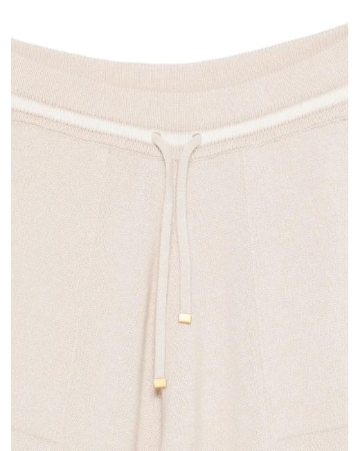 Eleventy White Ribbed Drawstring Trousers