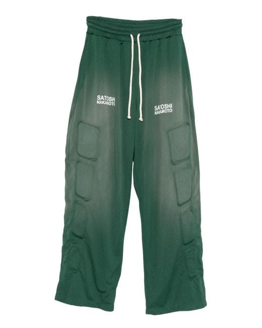 Satoshi Nakamoto Green Logo-Detail Track Pants for men