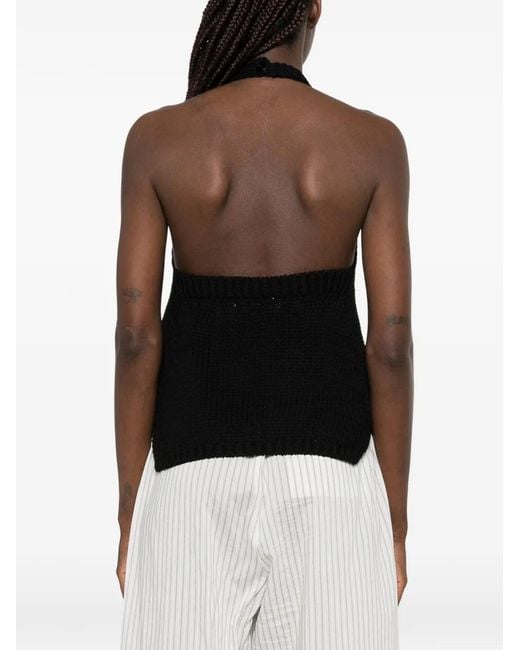 Rohe Black Chunky-Knit Halter Top
