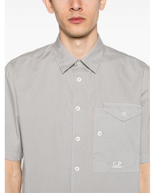 C P Company Overhemd Met Geborduurd Logo in het Gray voor heren