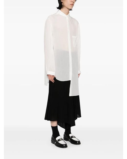 Yohji Yamamoto White Cellulose Loan Unbalanced Collar Shirt for men