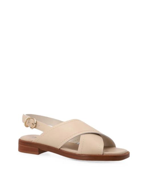 Frau Natural Crossover-Strap Leather Sandals