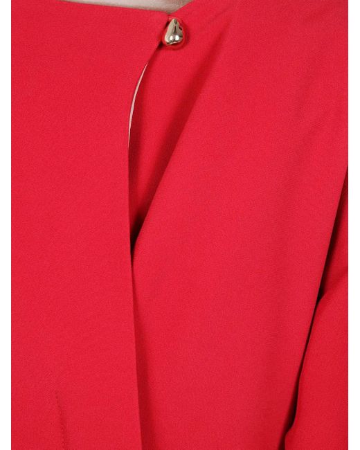 Carven Women's Red Long-Sleeve Midi Dress