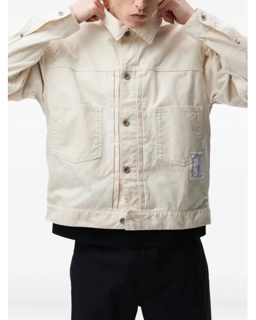 Neighborhood White Patch-Pocket Buttoned Denim Jacket for men