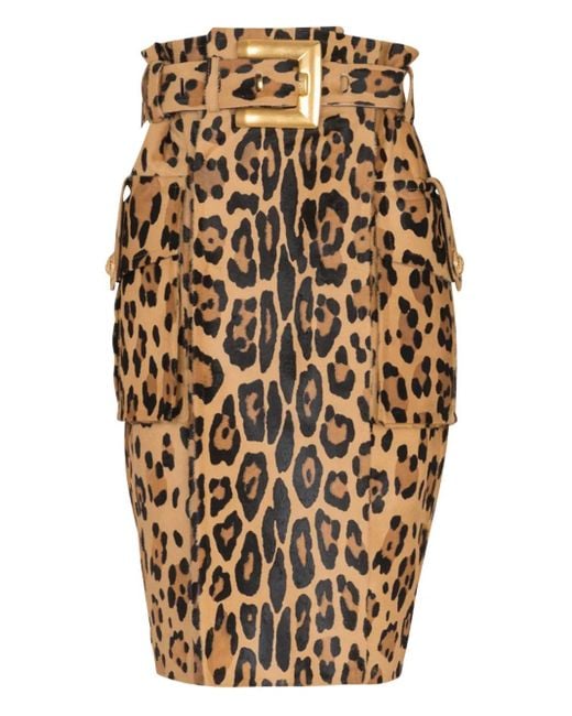 Balmain レオパード スカート Natural