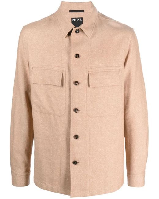 Zegna Natural Long-Sleeve Cashmere Jacket for men